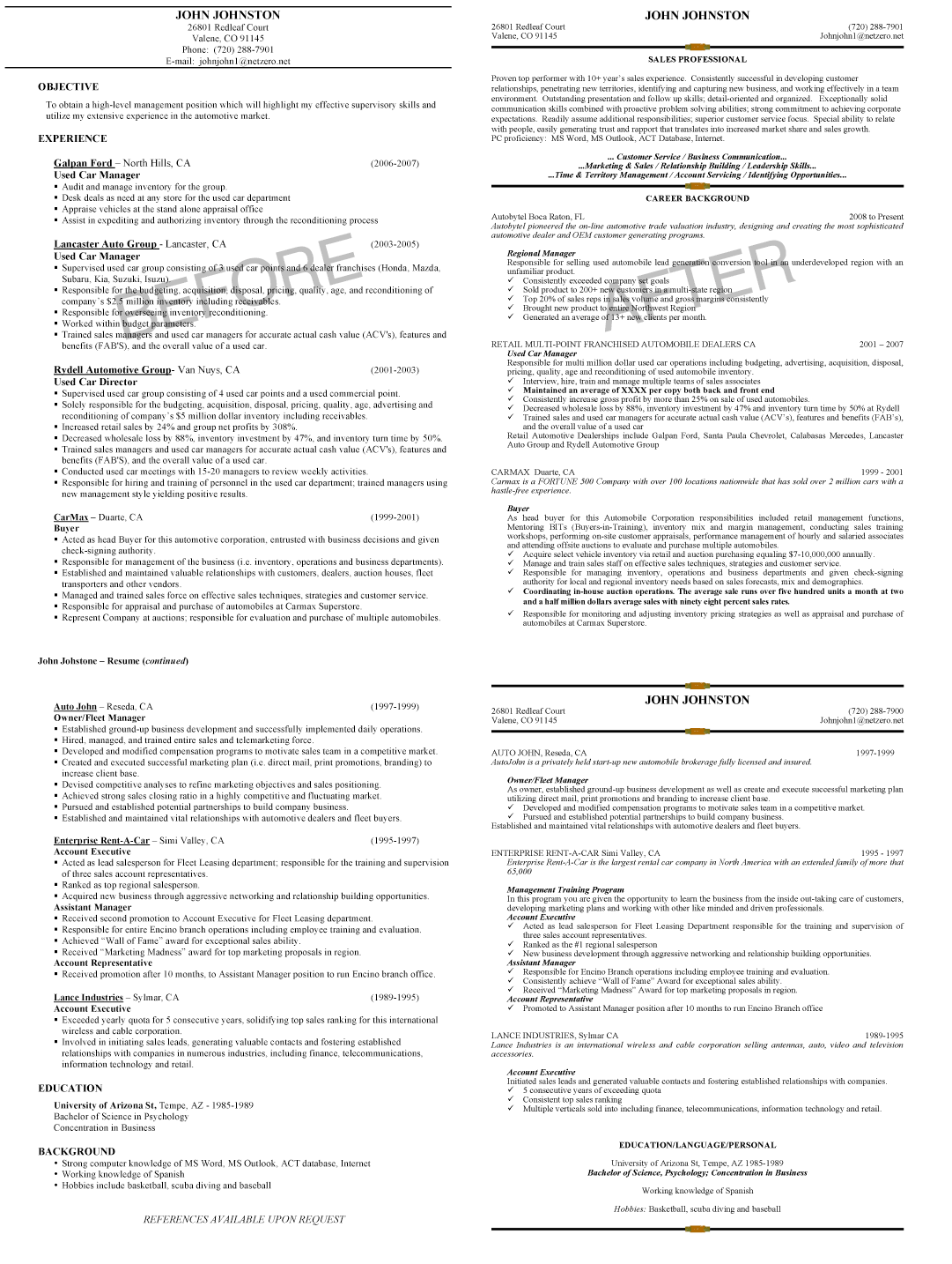 Resume Samples Dac Company